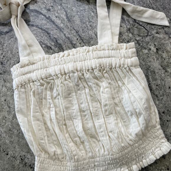 Women's Ripcurl White Sleeveless Tie Shoulder Ruched Blousee XS - Picture 3 of 6